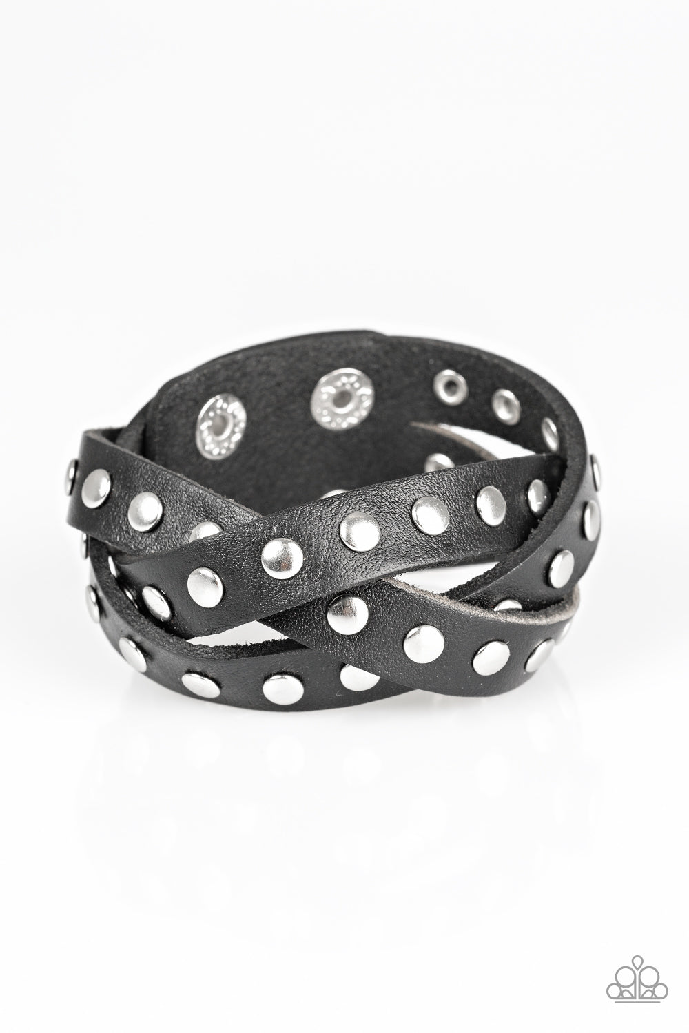 Paparazzi Race and Rally Black Single Wrap Snap Bracelet  P9UR-BKXX-292XX