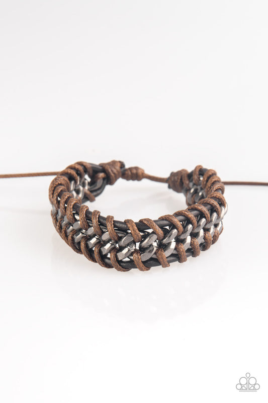Paparazzi Racer Edge Brown Sliding Knot Bracelet