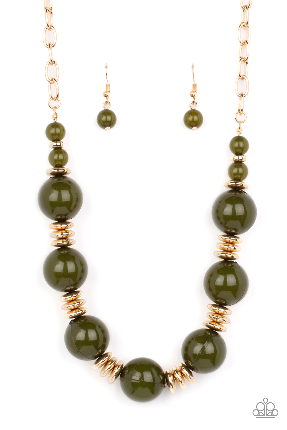 Paparazzi Race To The Pop Green Short Necklace - P2ST-GRXX-085XX