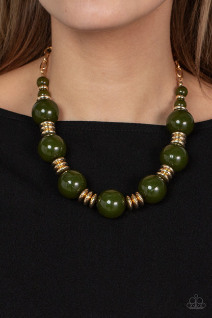 Paparazzi Race To The Pop Green Short Necklace - P2ST-GRXX-085XX