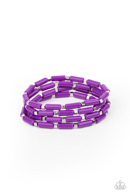 Paparazzi Radiantly Retro Purple Stretch Bracelet - P9WH-PRXX-257XX