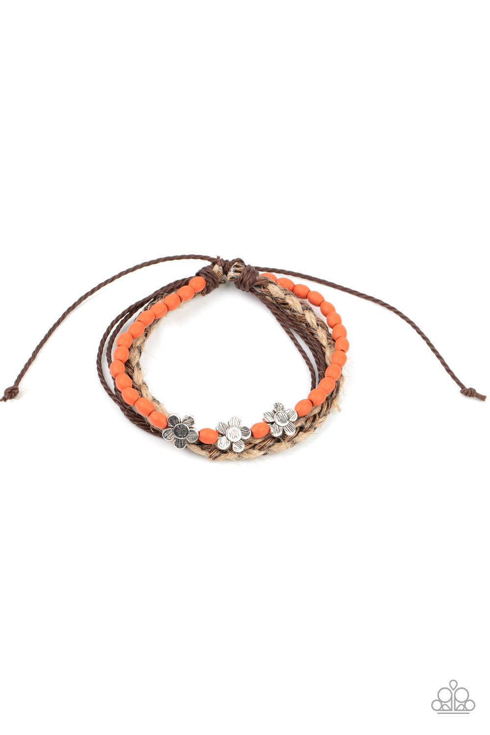 Paparazzi Raffia Remix Orange Sliding Knot Bracelet - P9UR-OGXX-052XX