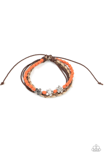 Paparazzi Raffia Remix Orange Sliding Knot Bracelet - P9UR-OGXX-052XX