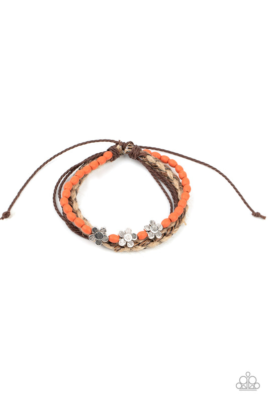 Paparazzi Raffia Remix Orange Sliding Knot Bracelet - P9UR-OGXX-052XX