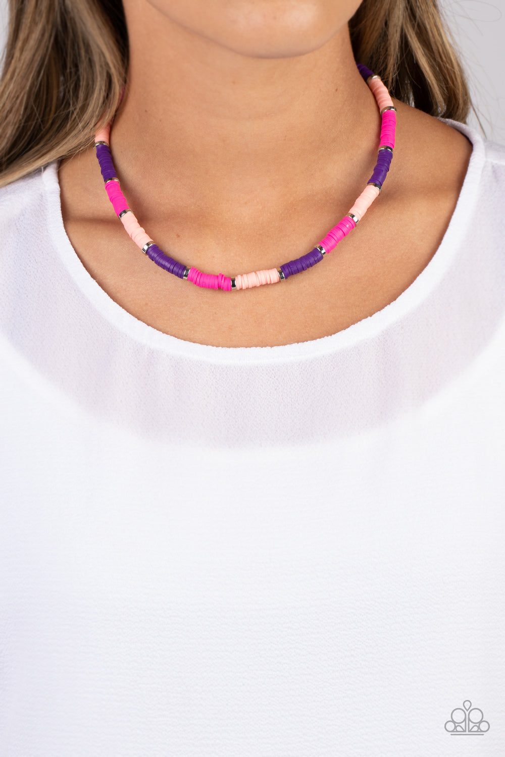 Paparazzi Rainbow Road Pink Short Necklace - P2SE-PKXX-245XX