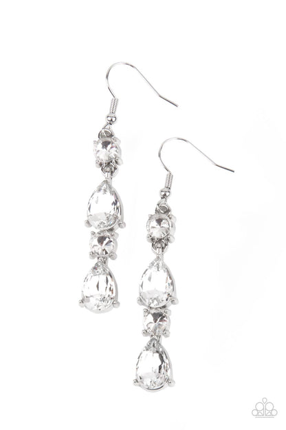 Paparazzi Raise Your Glass to Glamorous White Fishhook Earrings - P5DA-WTXX-074XX