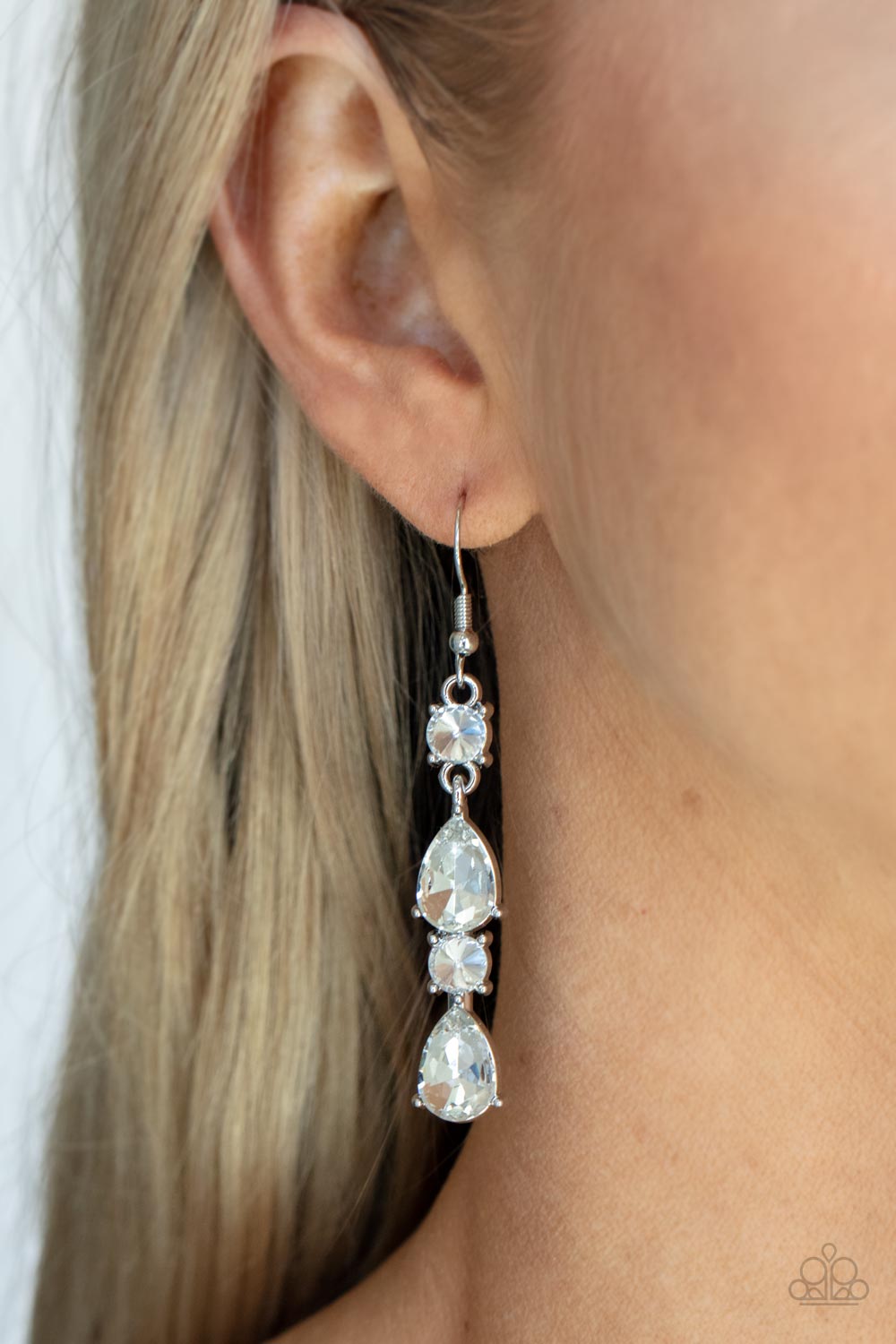 Paparazzi Raise Your Glass to Glamorous White Fishhook Earrings - P5DA-WTXX-074XX