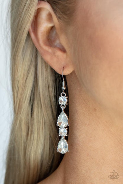 Paparazzi Raise Your Glass to Glamorous White Fishhook Earrings - P5DA-WTXX-074XX