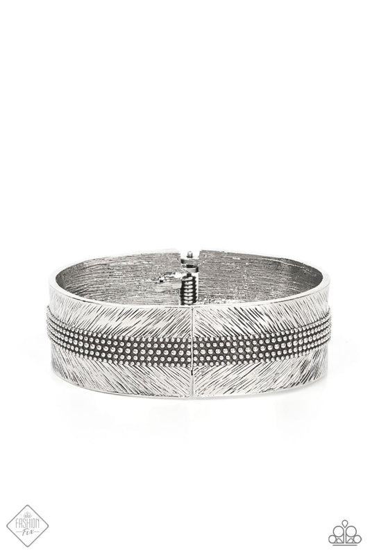 Paparazzi Rancho Refinement Silver Hinge Cuff Bracelet - Fashion Fix Simply Santa Fe March 2022 - P9BA-SVXX-159IB