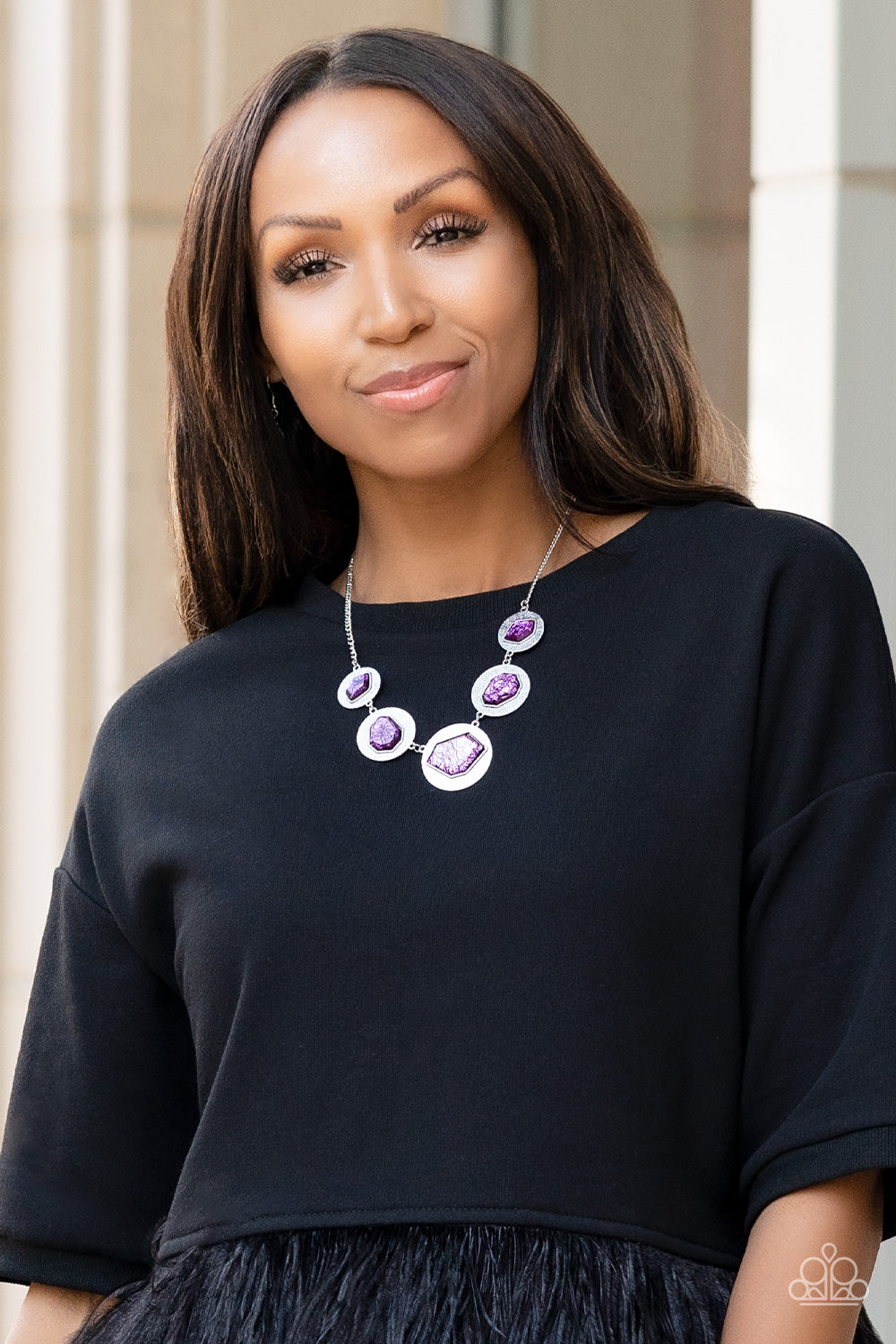 Paparazzi Raw Charisma Purple Short Necklace - P2ED-PRXX-053XX