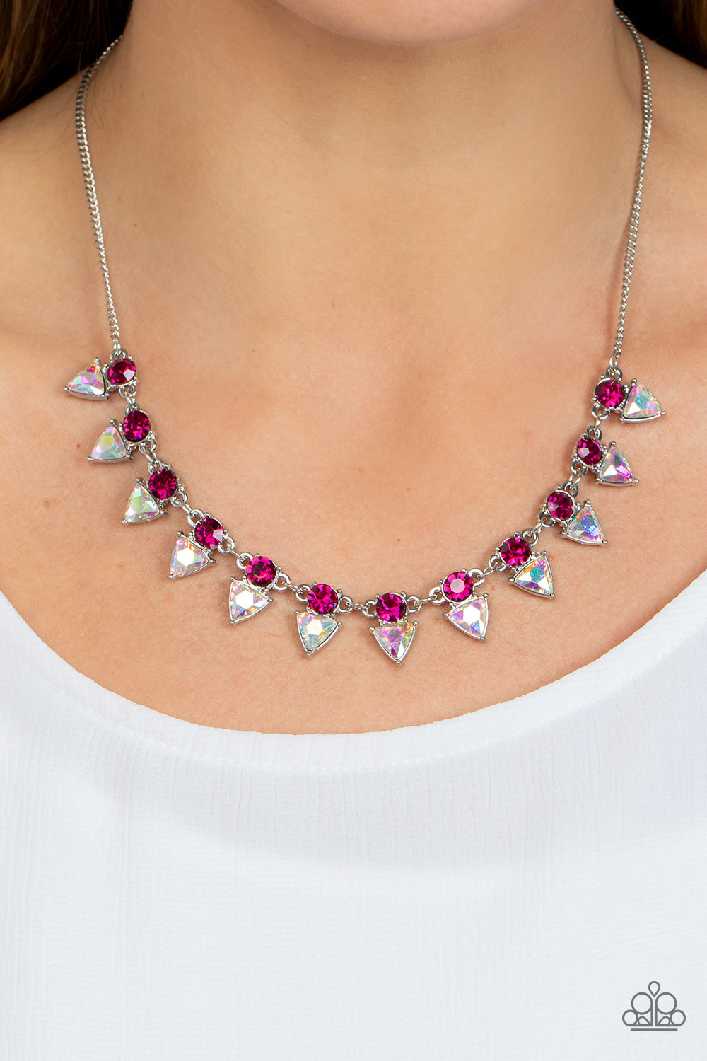 Paparazzi Razor-Sharp Pink Short Necklace - P2SE-PKXX-233XX