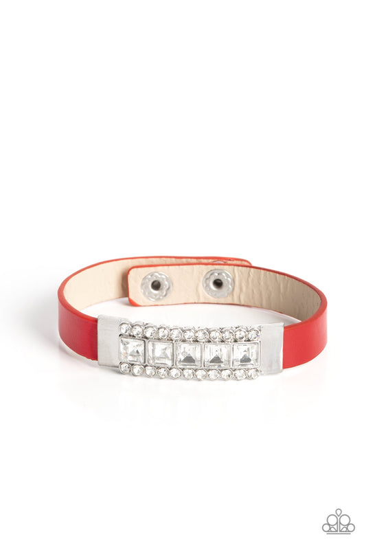Paparazzi Rebel Reputation Red Single Wrap Snap Bracelet - P9DI-URRD-047XX