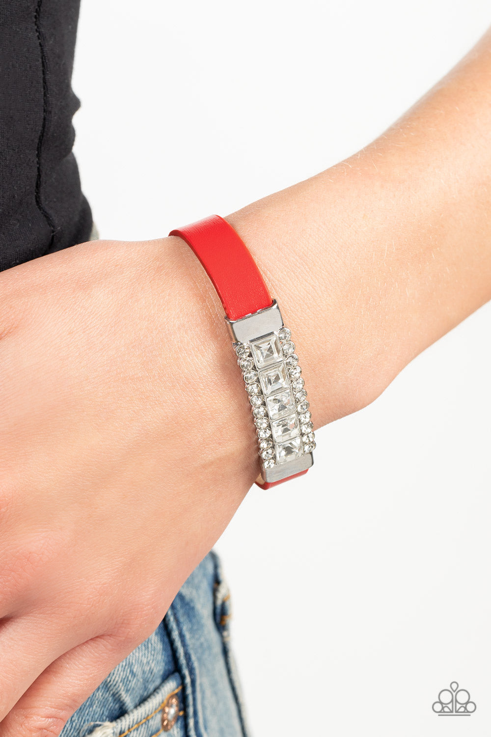 Paparazzi Rebel Reputation Red Single Wrap Snap Bracelet - P9DI-URRD-047XX