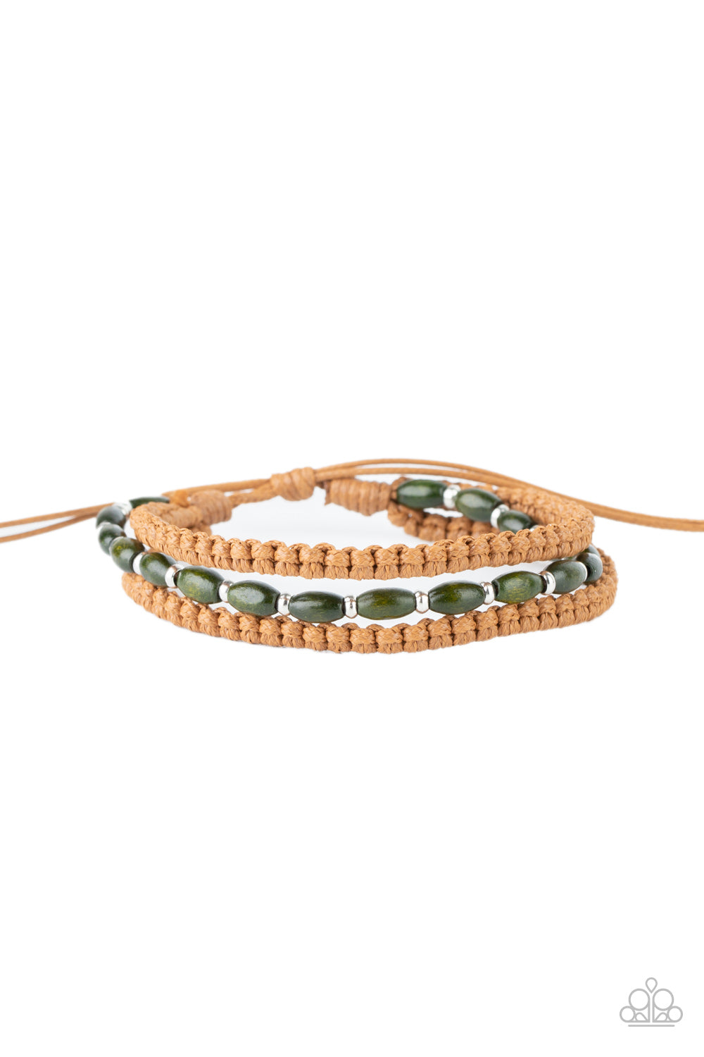 Paparazzi Refreshingly Rural Green Sliding Knot Bracelet - P9UR-GRXX-156XX