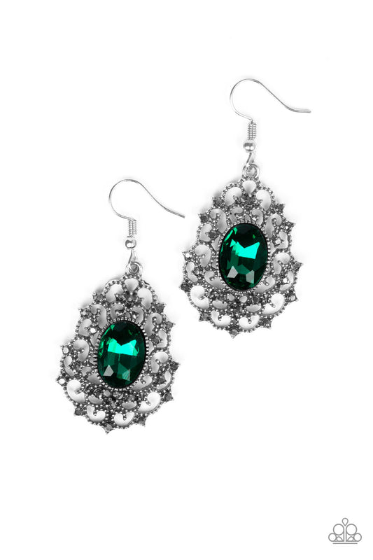 Paparazzi Regal Razzle Green Fishhook Earrings - P5RE-GRXX-131XX