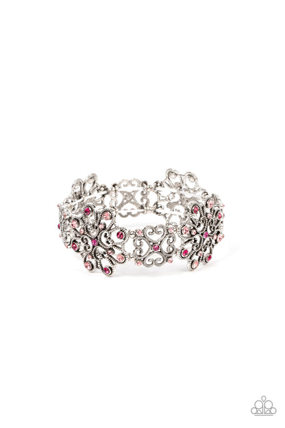 Paparazzi Regal Recognition Pink Stretch Bracelet - P9RE-PKXX-276XX