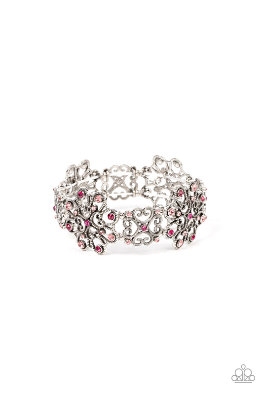 Paparazzi Regal Recognition Pink Stretch Bracelet - P9RE-PKXX-276XX