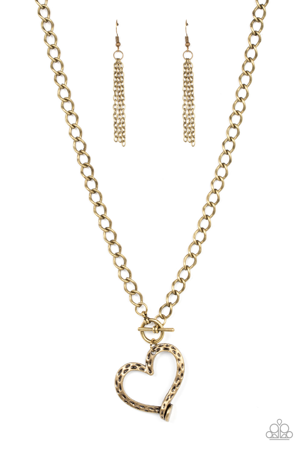 Paparazzi Reimagined Romance Brass Toggle Necklace - P2WH-BRXX-168XX