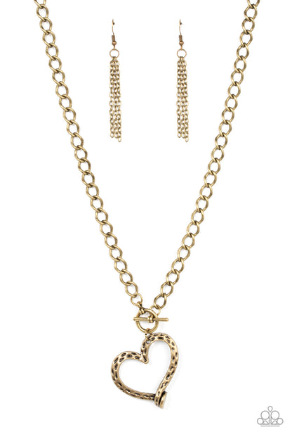 Paparazzi Reimagined Romance Brass Toggle Necklace - P2WH-BRXX-168XX