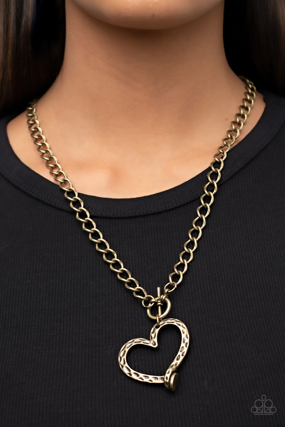 Paparazzi Reimagined Romance Brass Toggle Necklace - P2WH-BRXX-168XX