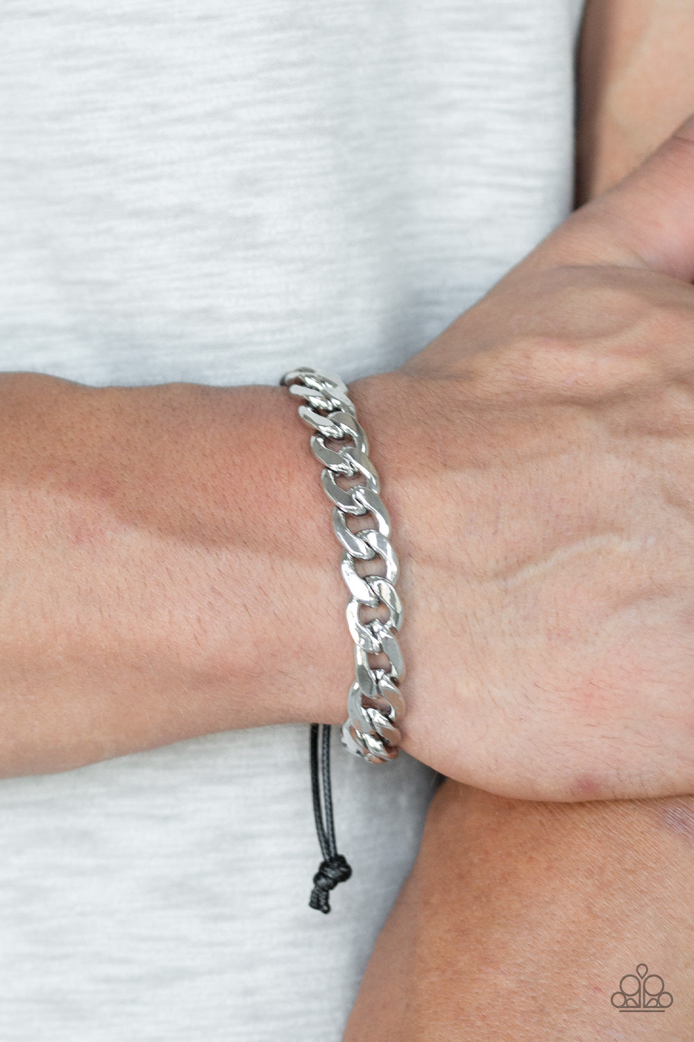 Paparazzi Renegade Silver Men's Sliding Knot Bracelet - P9MN-URSV-002XX