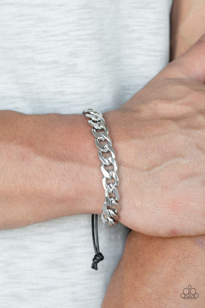 Paparazzi Renegade Silver Men's Sliding Knot Bracelet - P9MN-URSV-002XX