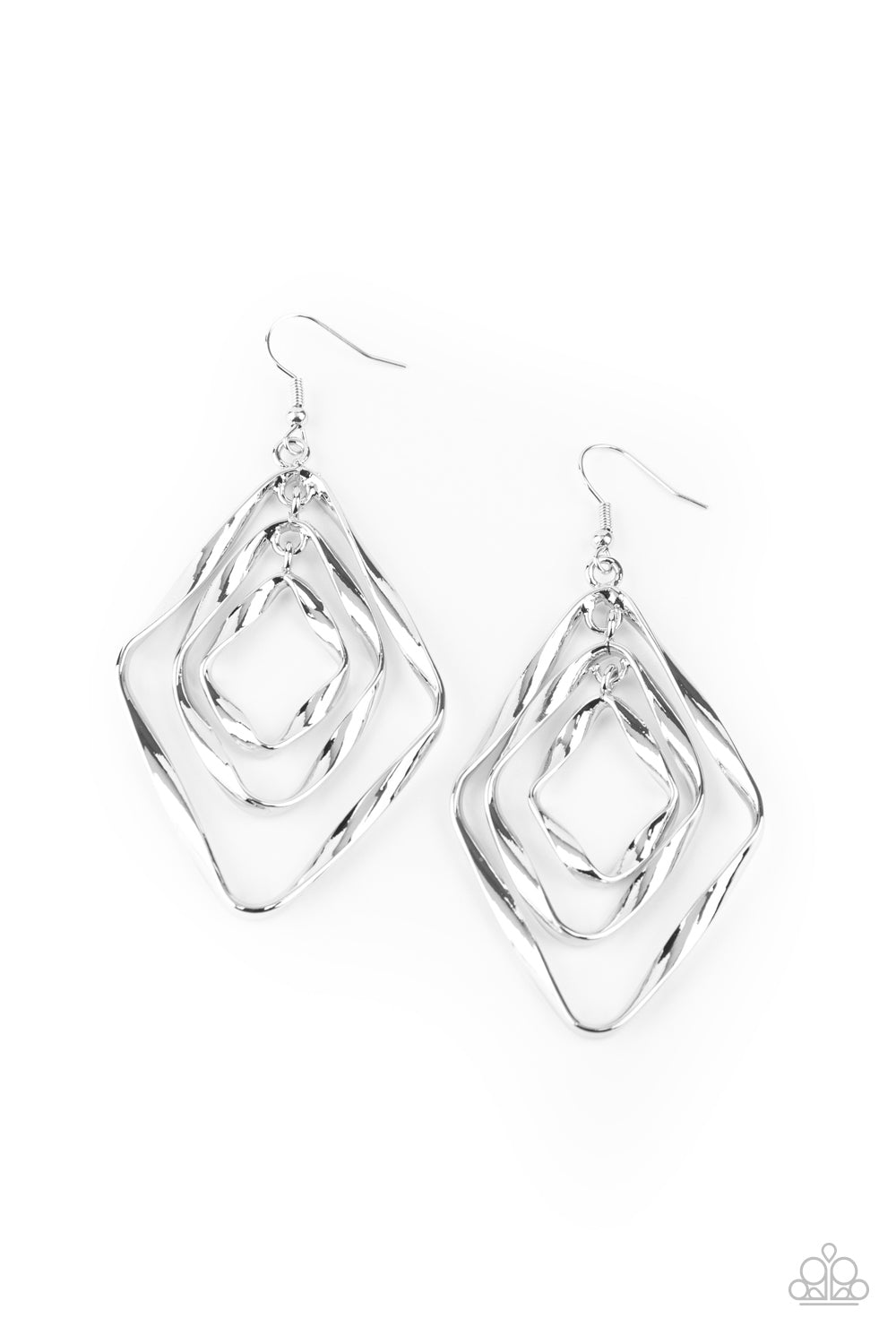 Paparazzi Retro Resplendence Silver Fishhook Earrings