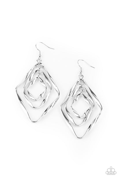 Paparazzi Retro Resplendence Silver Fishhook Earrings