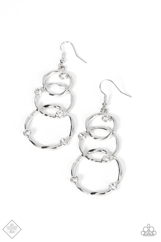 Paparazzi Revolving Radiance White Fishhook Earrings - Fashion Fix Fiercely 5th Avenue March 2022 - P5RE-WTXX-591HO