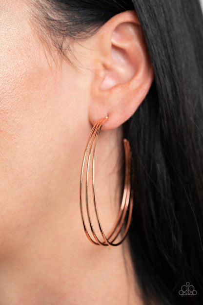 Paparazzi Rimmed Radiance Copper Post Hoop Earrings - P5HO-CPXX-100XX