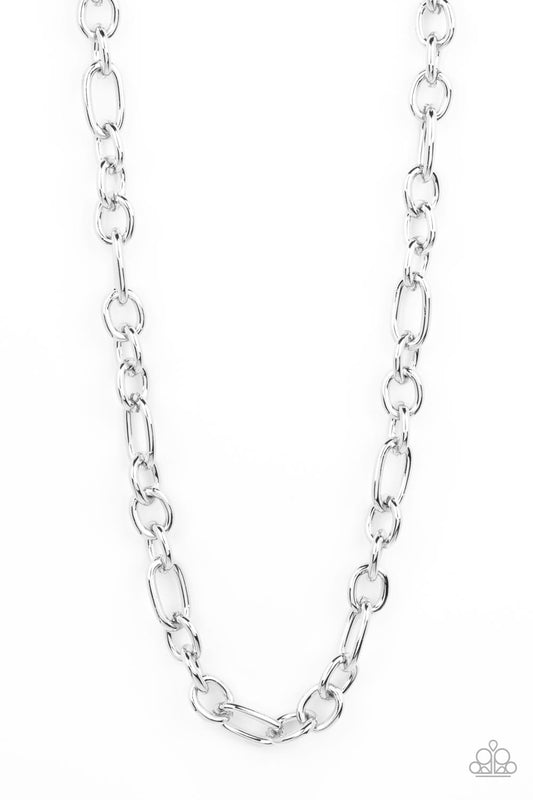 Paparazzi Ringside Throne Silver Men's Long Necklace - P2MN-URSV-052XX