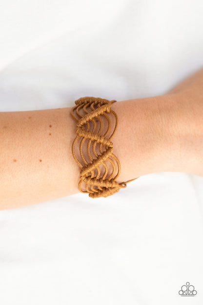 Paparazzi Rise To The Bait Brown Sliding Knot Bracelet - P9UR-BNXX-411XX