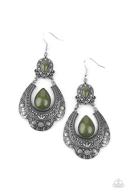 Paparazzi Rise and Roam Green Fishhook Earrings - P5ST-GRXX-008XX