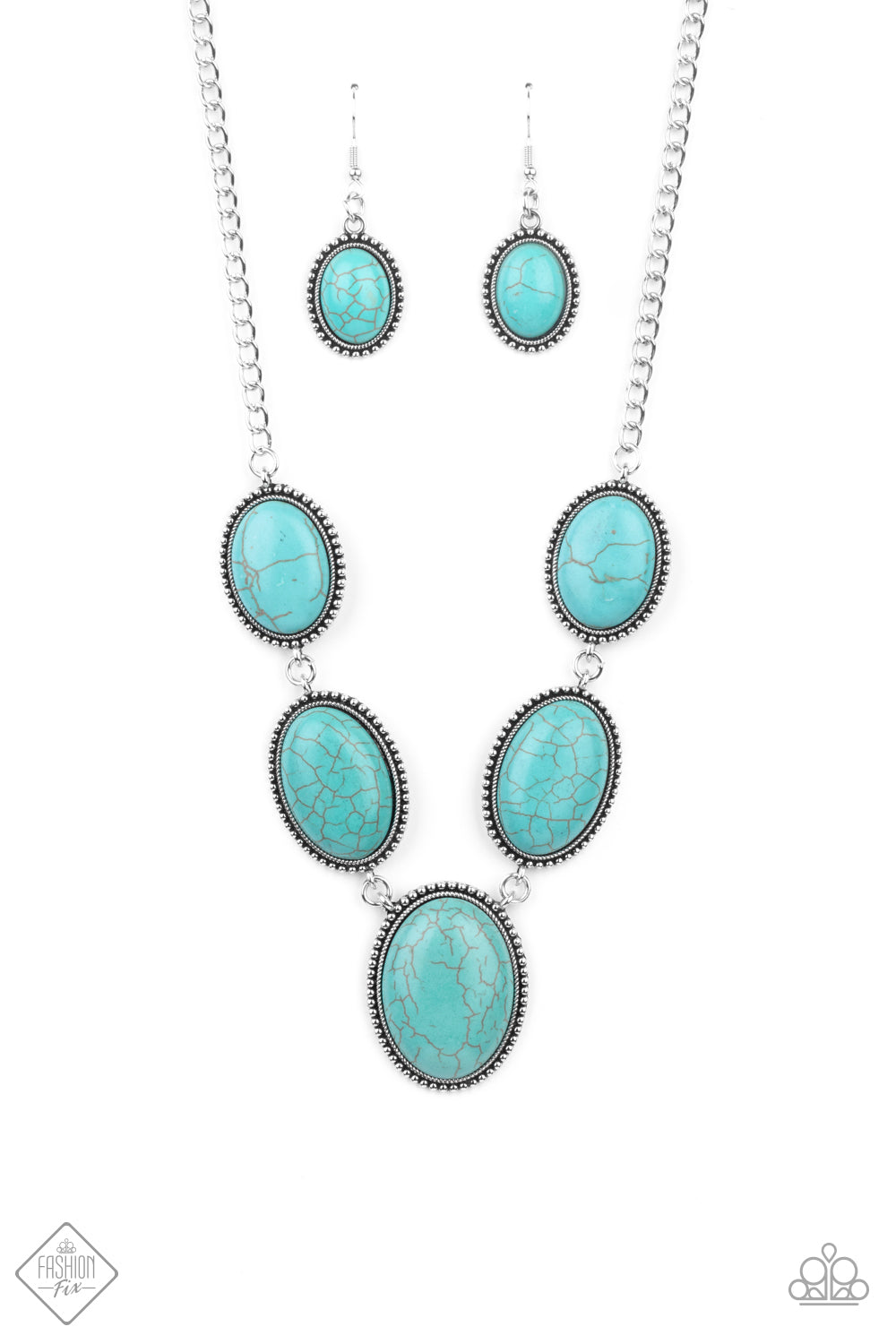 Paparazzi River Valley Radiance Blue Stone Short Necklace - Fashion Fix Sunset Sightings December 2020