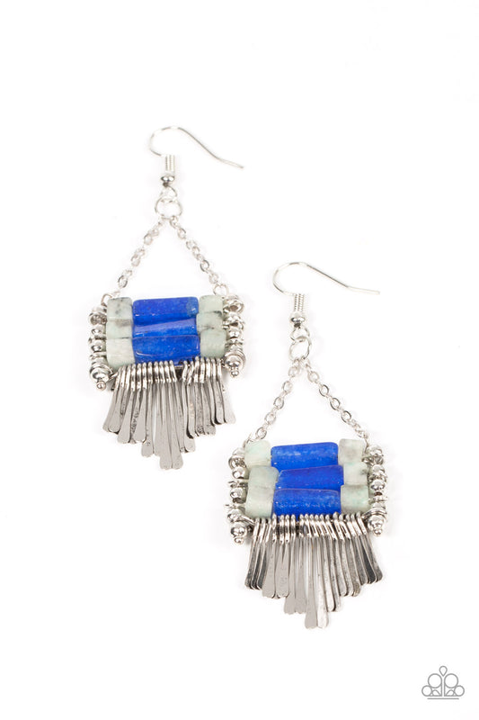 Paparazzi Riverbed Bounty Blue Fishhook Earrings - P5SE-BLXX-287XX