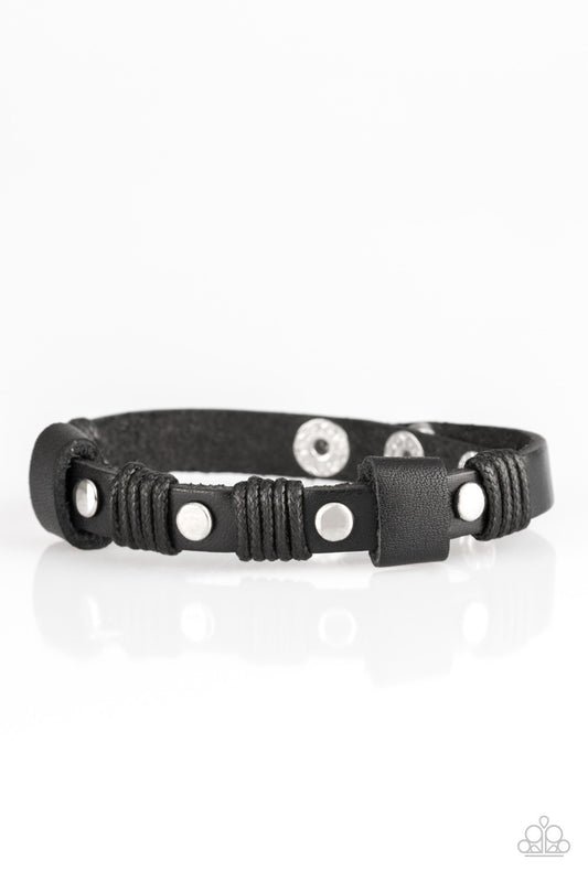 Paparazzi Road Burner Black Single Wrap Snap Bracelet