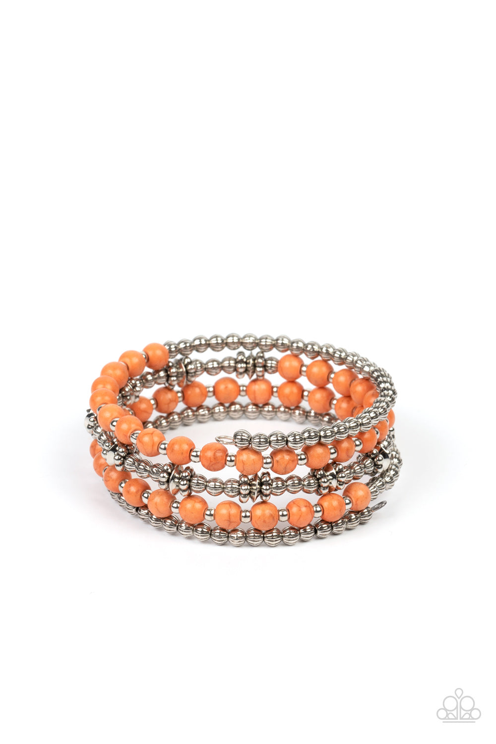 Paparazzi Road Trip Remix Orange Coil Wrap Bracelet - P9SE-OGXX-189XX