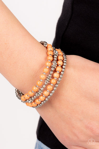 Paparazzi Road Trip Remix Orange Coil Wrap Bracelet - P9SE-OGXX-189XX
