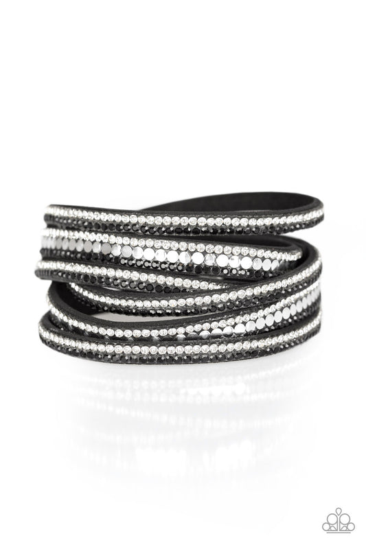 Paparazzi Rock Star Attitude Black  Double Wrap Snap Bracelet