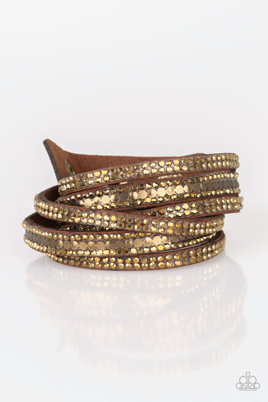 Paparazzi Rock Star Attitude Brass Double Wrap Snap Bracelet