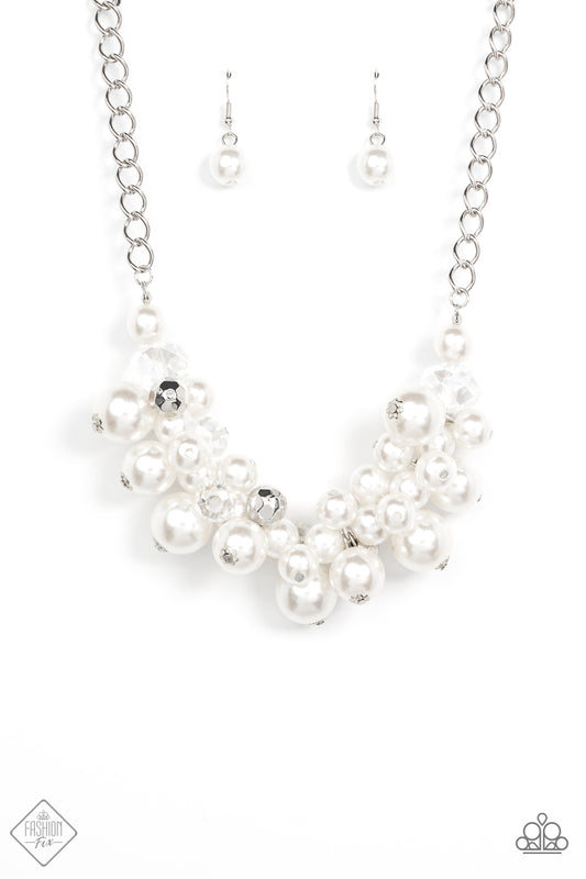 Paparazzi Romantically Reminiscent White Short Necklace - Fashion Fix Fiercely 5th Avenue January 2022