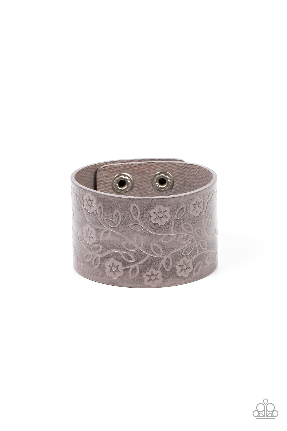 Paparazzi Rosy Wrap Up Silver Single Wrap Snap Bracelet - P9UR-SVXX-205XX