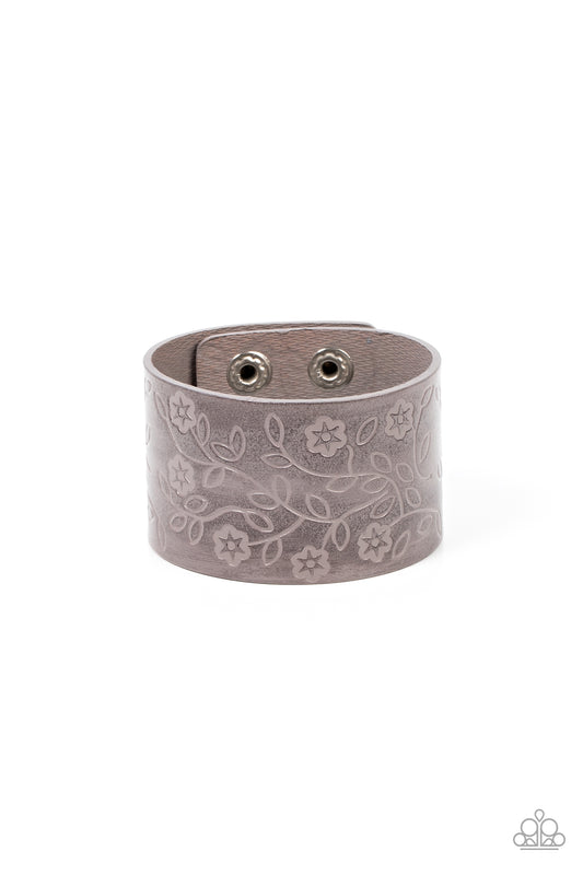 Paparazzi Rosy Wrap Up Silver Single Wrap Snap Bracelet - P9UR-SVXX-205XX