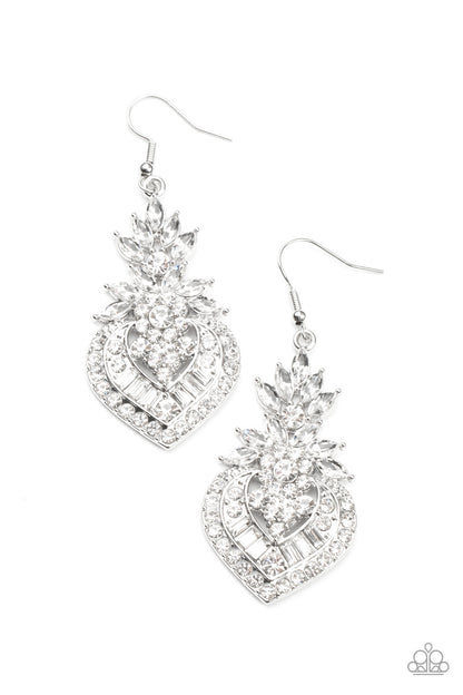 Paparazzi Royal Hustle White Fishhook Earrings - Life Of The Party Exclusive August 2021