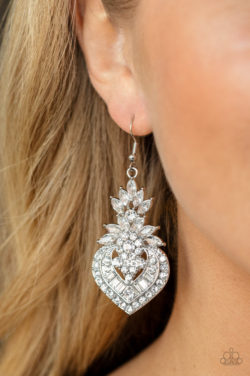 Paparazzi Royal Hustle White Fishhook Earrings - Life Of The Party Exclusive August 2021