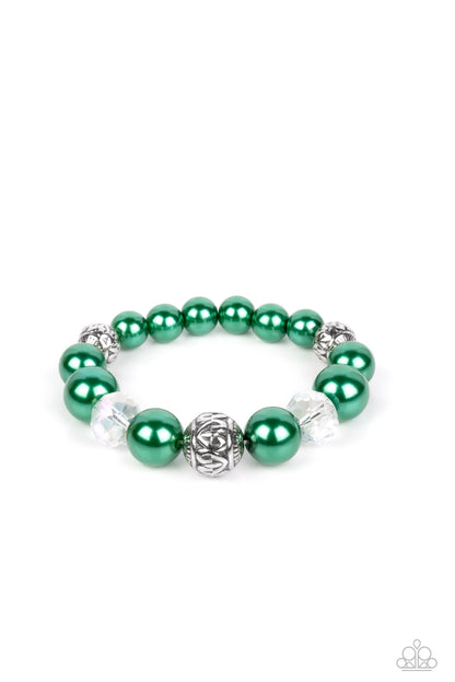 Paparazzi Royal Reward Green Stretch Bracelet - P9RE-GRXX-152HF