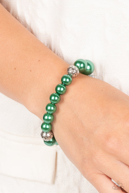 Paparazzi Royal Reward Green Stretch Bracelet - P9RE-GRXX-152HF