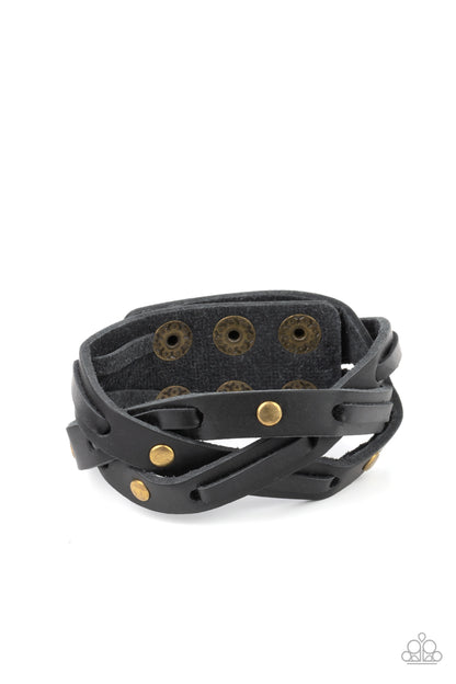 Paparazzi Rugged Roundup Brass Men's Single Wrap Snap Bracelet - P9UR-BRXX-044XX