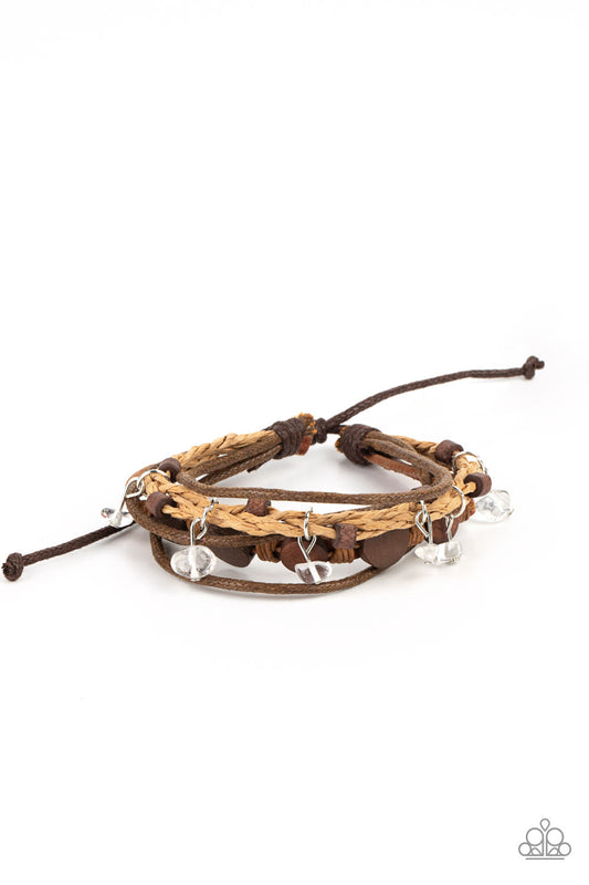 Paparazzi Run The Rapids Brown Sliding Knot Bracelet - P9UR-BNXX-554XX