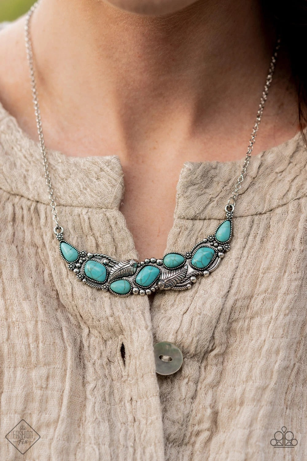 Paparazzi Cottage Garden Blue Short Necklace - Fashion Simply Santa Fe July 2021